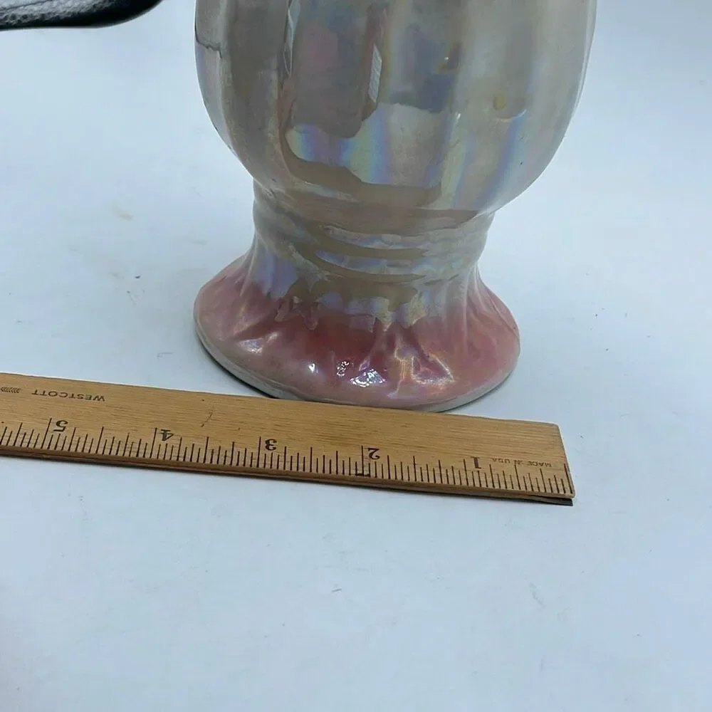 Vintage Vase iridescent Lusterware applied ceramic roses. - Picture 7 of 9